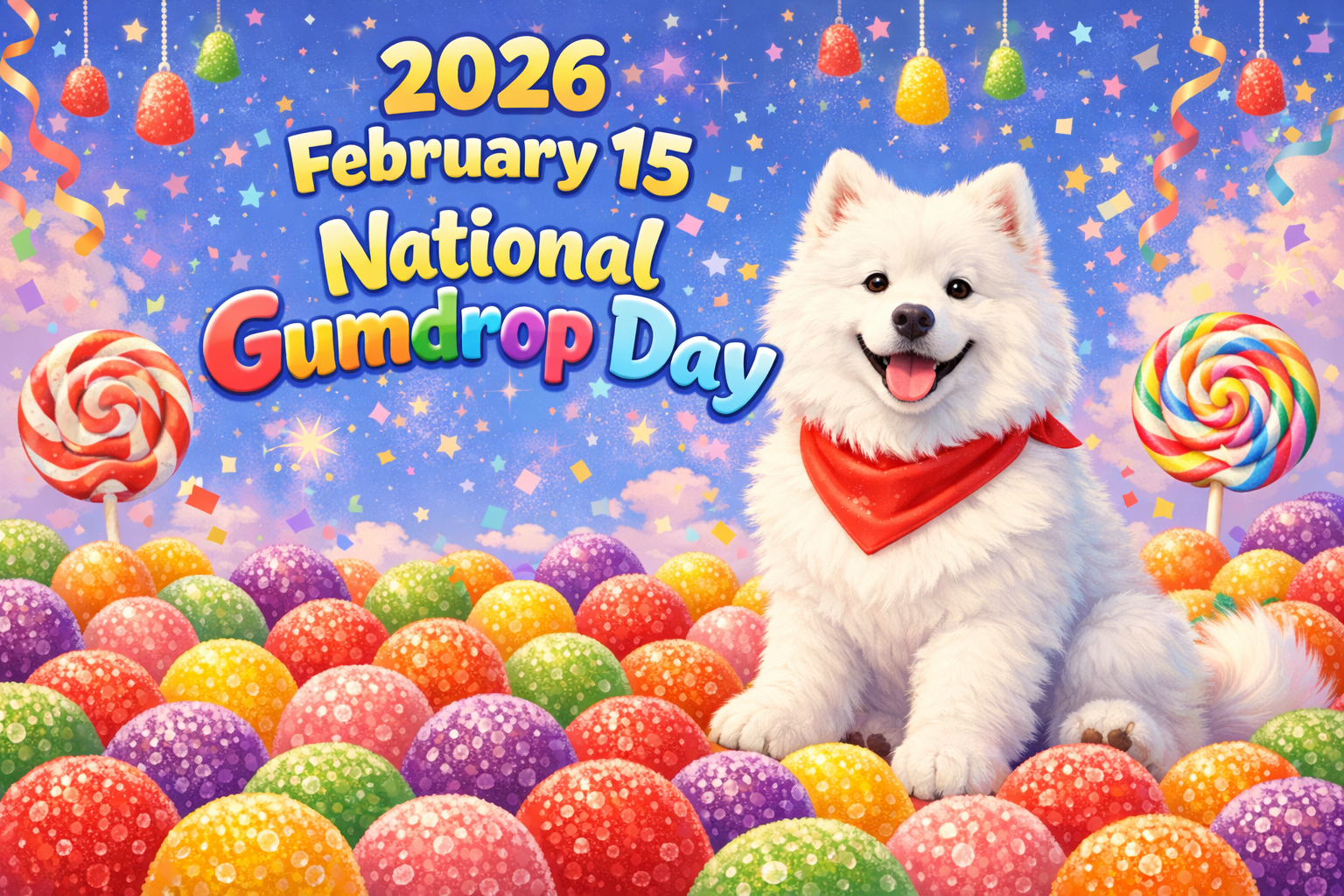 2月15日はナショナル・ガムドロップ・デー（National Gumdrop Day）アメリカ発のぷにぷにキャンディで甘くてカラフルなひとときを楽しもう 【サモエド「タクト」の毎日が記念日】