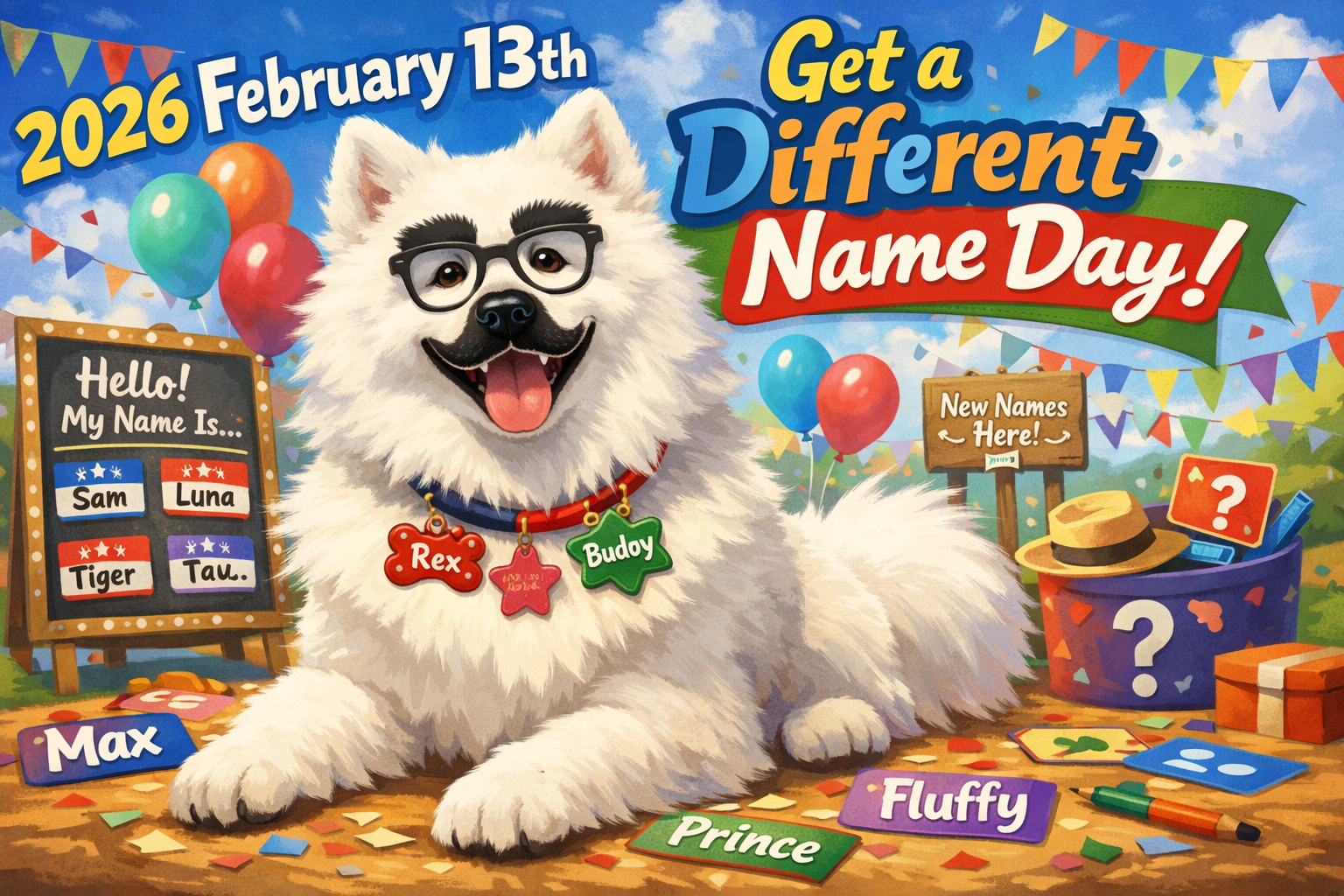 2月13日は、アメリカで「違う名前になる日（Get a Different Name Day）」として知られています。
