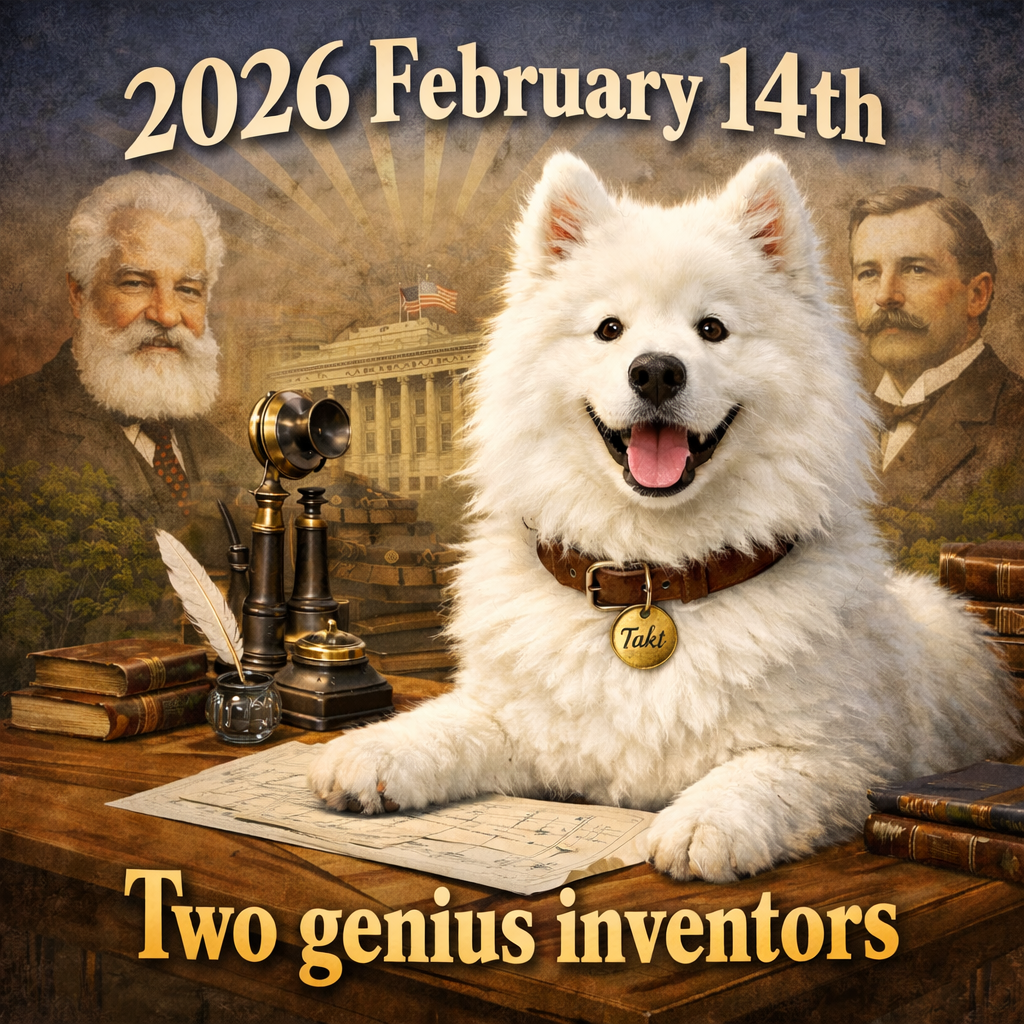 1876年2月14日の朝、両者の代理人がワシントンD.C.の特許庁に現れました。 【サモエド「タクト」の毎日が記念日】 